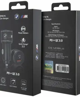 Alternative view of BMW Car charging 20W PD-QC 3.0 Fast charging черен