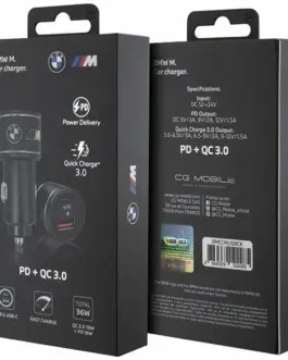 Alternative view of BMW Car charging 20W PD-QC 3.0 Fast charging черен