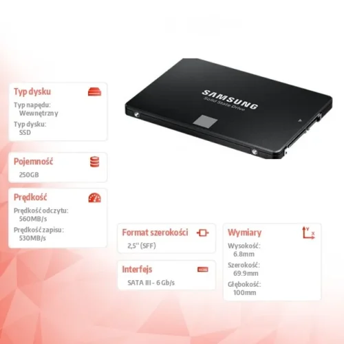 Alternative view of Samsung SSD drive 870EVO MZ-77E250B/EU 250GB