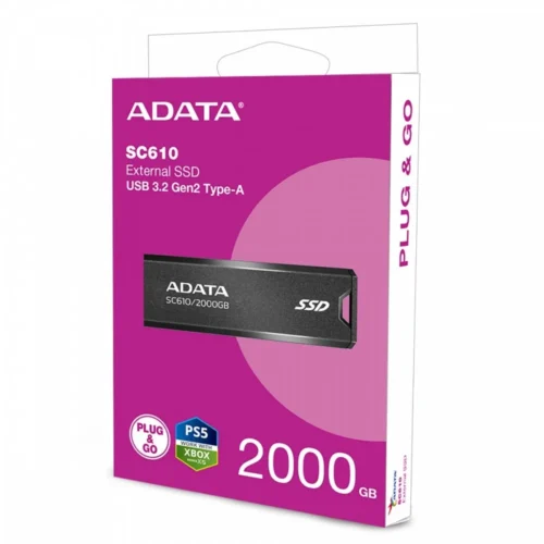 Adata външен SSD SC610 2000 GB USB3.2A Gen2 черен