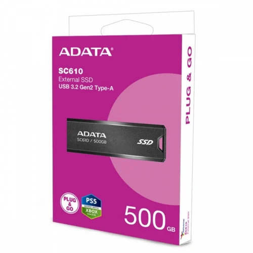 Adata външен SSD SC610 500GB USB3.2A Gen2 черен