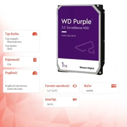 Western Digital Disc лилав 1TB 3.5 inches WD11PURZ