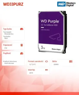 Western Digital Disc лилав 3TB 3.5 inches WD33PURZ