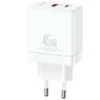 USAMS Charging USB-C+USB-A 45W GaN PD 3.0 Fast Whi