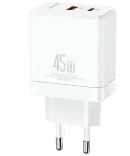 USAMS Charging USB-C+USB-A 45W GaN PD 3.0 Fast Whi