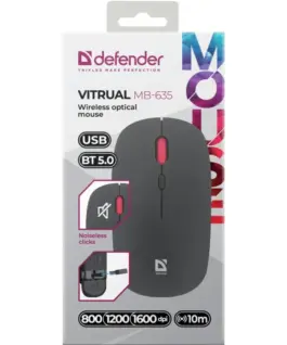 Defender Wireless мишка Silent Click Virtual MB-635 RF+BT 1600DPI 4P
