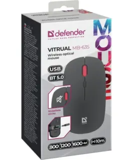 Defender Wireless мишка Silent Click Virtual MB-635 RF+BT 1600DPI 4P