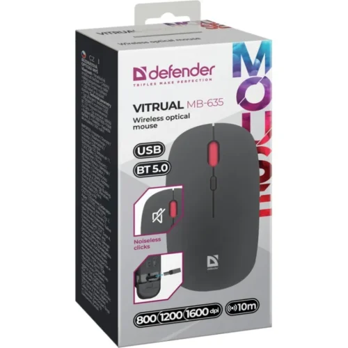 Defender Wireless mouse Silent Click Virtual MB-635 RF+BT 1600DPI 4P