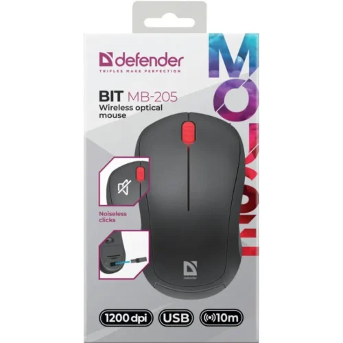 Defender Wireless mouse Silent Click Bit MB-205 RF 1200DPI 3P черен