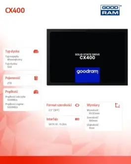 Alternative view of GOODRAM CX400-G2 2TB SATA3 2.5 7mm SSD