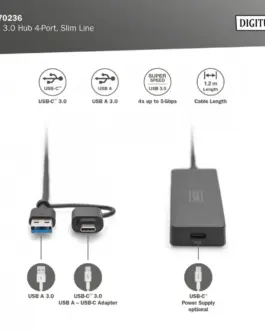 Alternative view of Digitus USB 3.0 Hub, 4-port DA-70236
