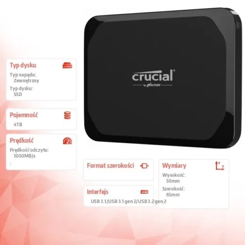 Crucial SSD drive X9 4TB USB-C 3.2 Gen2