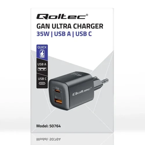 Qoltec GaN ULTRA 35W зарядно 5V 20V