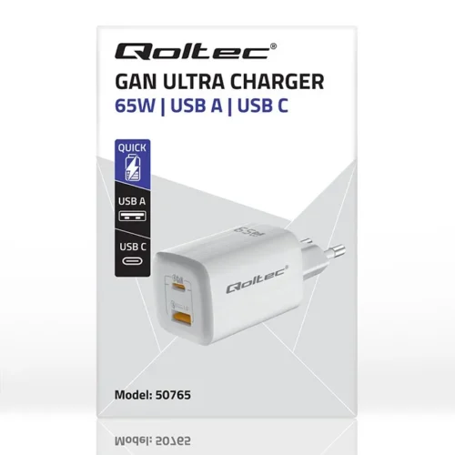 Qoltec GaN ULTRA 65W зарядно 5V 20V