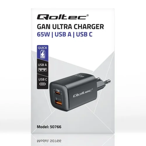 Qoltec GaN ULTRA 65W зарядно 5V 20V