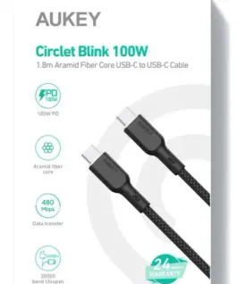 AUKEY AUKEY CB-KCC102 Nylon C able USB C – USB C 1.8m