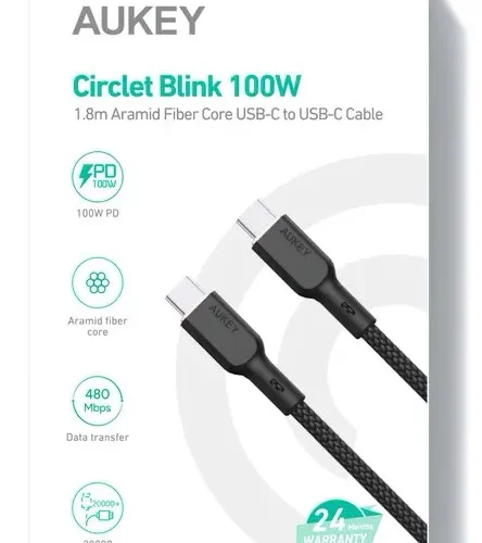 AUKEY AUKEY CB-KCC102 Nylon C able USB C – USB C 1.8m