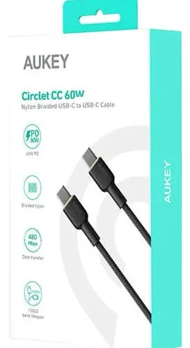Alternative view of AUKEY AUKEY CB-NCC1 Nylon Cab le USB C - USB C 1m 3A