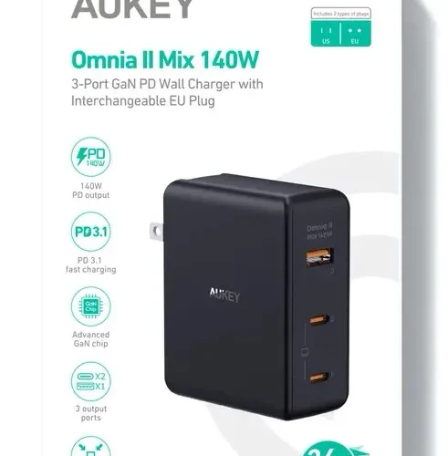 Alternative view of AUKEY AUKEY PA-B7O Omnia II G aN мрежово зарядно 3xUSB