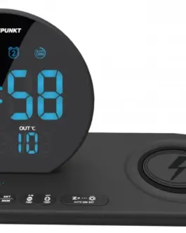 Blaupunkt FM PLL clock radio/ALARM/USB/CR85BK CHARGE/Wireless charging/Indoor/outdoor