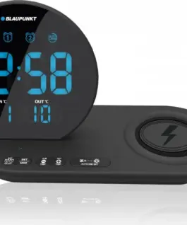 Alternative view of Blaupunkt FM PLL clock radio/ALARM/USB/CR85BK CHARGE/Wireless charging/Indoor/outdoor temperature/черен