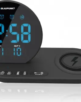 Alternative view of Blaupunkt FM PLL clock radio/ALARM/USB/CR85BK CHARGE/Wireless charging/Indoor/outdoor temperature/черен