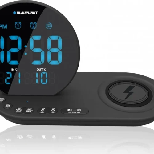 Alternative view of Blaupunkt FM PLL clock radio/ALARM/USB/CR85BK CHARGE/Wireless charging/Indoor/outdoor temperature/черен