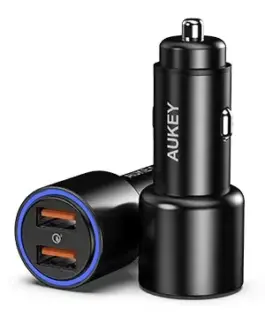 AUKEY CC-Y17S Aluminium зарядно за кола 2xUSB QC 3.0 36W LED