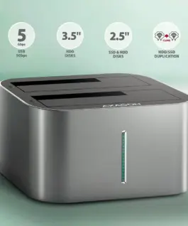 Alternative view of AXAGON ADSA-DC docking station SATA 2.5/3.5 2x HDD/SSD