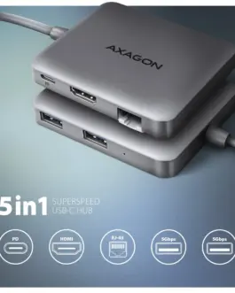 Alternative view of AXAGON HMC-5HL 2xUSB-A 4K HDMI GLAN PD100W USB-C 15cm