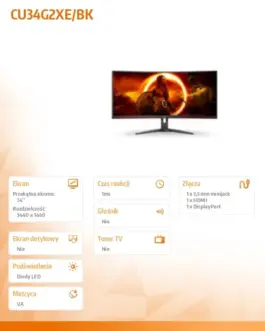 Alternative view of AOC Monitor CU34G2XE 34 inches VA Curved 144Hz HDMI DP