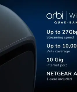Alternative view of Netgear Router RBE973SB System WiFi 7 Orbi 3-pk черен