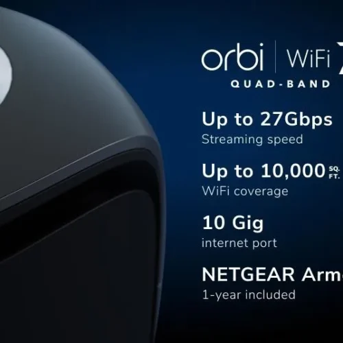 Alternative view of Netgear Router RBE973SB System WiFi 7 Orbi 3-pk черен