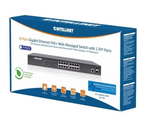 Intellinet Switch Gigabit managed 16x RJ45 PoE+/2 slots SFP
