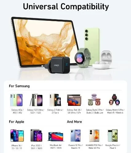 Alternative view of Anker зарядно 312 (25W) черен USB-C