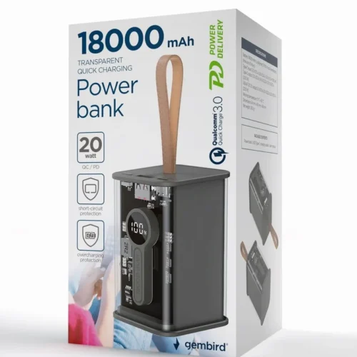Alternative view of Gembird външна батерия прозрачен 18000mAh QC3.0 черен