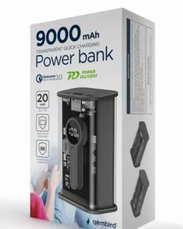 Alternative view of Gembird външна батерия прозрачен 9000 mAh QC3.0 черен