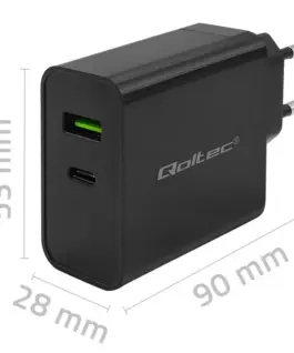 Alternative view of Qoltec Super Quick PD зарядно 1xUSB C, 1xUSB, 45W