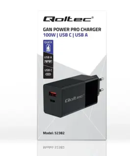 Alternative view of Qoltec GaN Power PRO зарядно 1xUSB C, 1xUSB, 100W