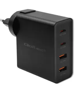 Qoltec GaN POWER PRO зарядно 2xUSB C, 2xUSB, 130W