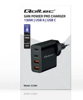 Alternative view of Qoltec GaN POWER PRO зарядно 2xUSB C, 2xUSB, 130W