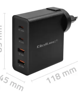 Qoltec GaN POWER PRO зарядно 2xUSB C