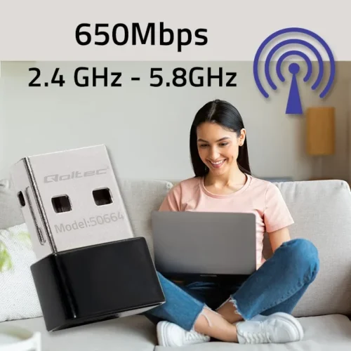 Alternative view of Qoltec Mini wireless USB Wi Fi адаптер, 650Mbps