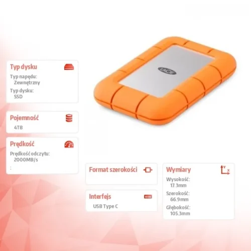 Alternative view of LaCie Mini Rugged 4TB USB 3.2 STMF4000400 SSD