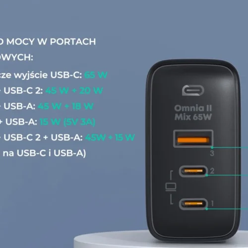 AUKEY AUKEY PA-B6T черен Omni a II GaN мрежово зарядно 3xUSB