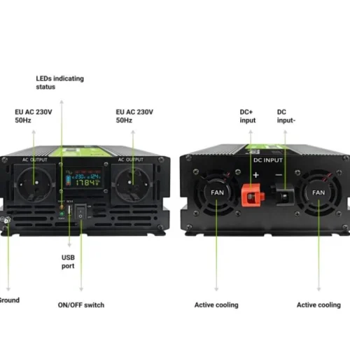Alternative view of Green Cell LCD конвертор 12V 2000W/4000W Pure sine with display