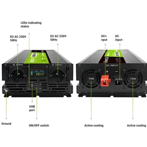 Green Cell LCD конвертор 24V 3000W/6000W Pure sine with display