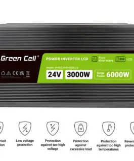Green Cell LCD конвертор 24V 3000W/6000W Pure sine with display