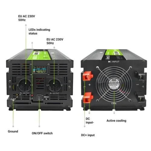 Green Cell LCD конвертор 48V 5000W/10000W Pure sine with display