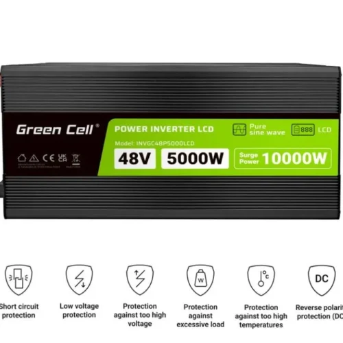 Green Cell LCD конвертор 48V 5000W/10000W Pure sine with display